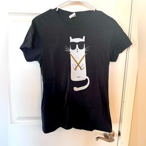 Port & Company cat with drumsticks T-shirt